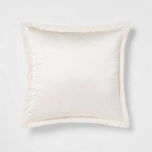 Threshold - 24"x24" Luxe Euro Sateen with Velvet Trim Decorati Ivory/White
